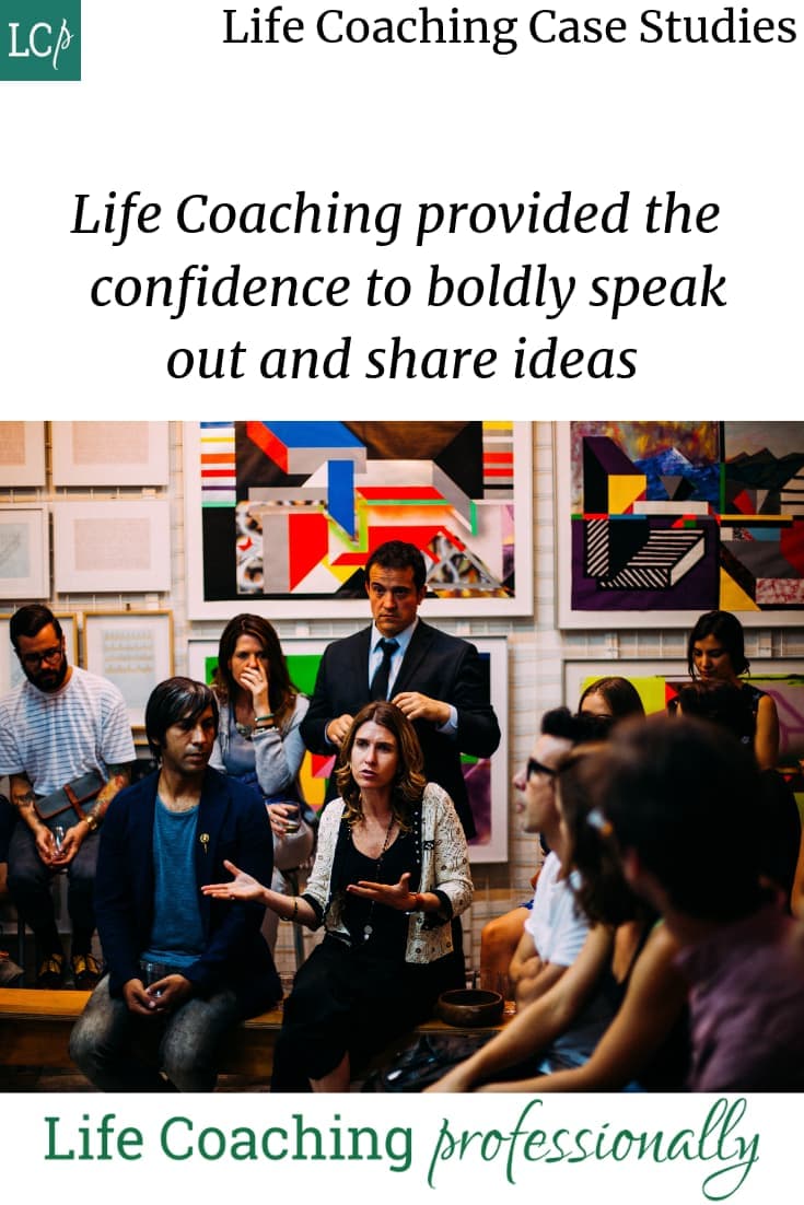 Woman speaking up at a meeting